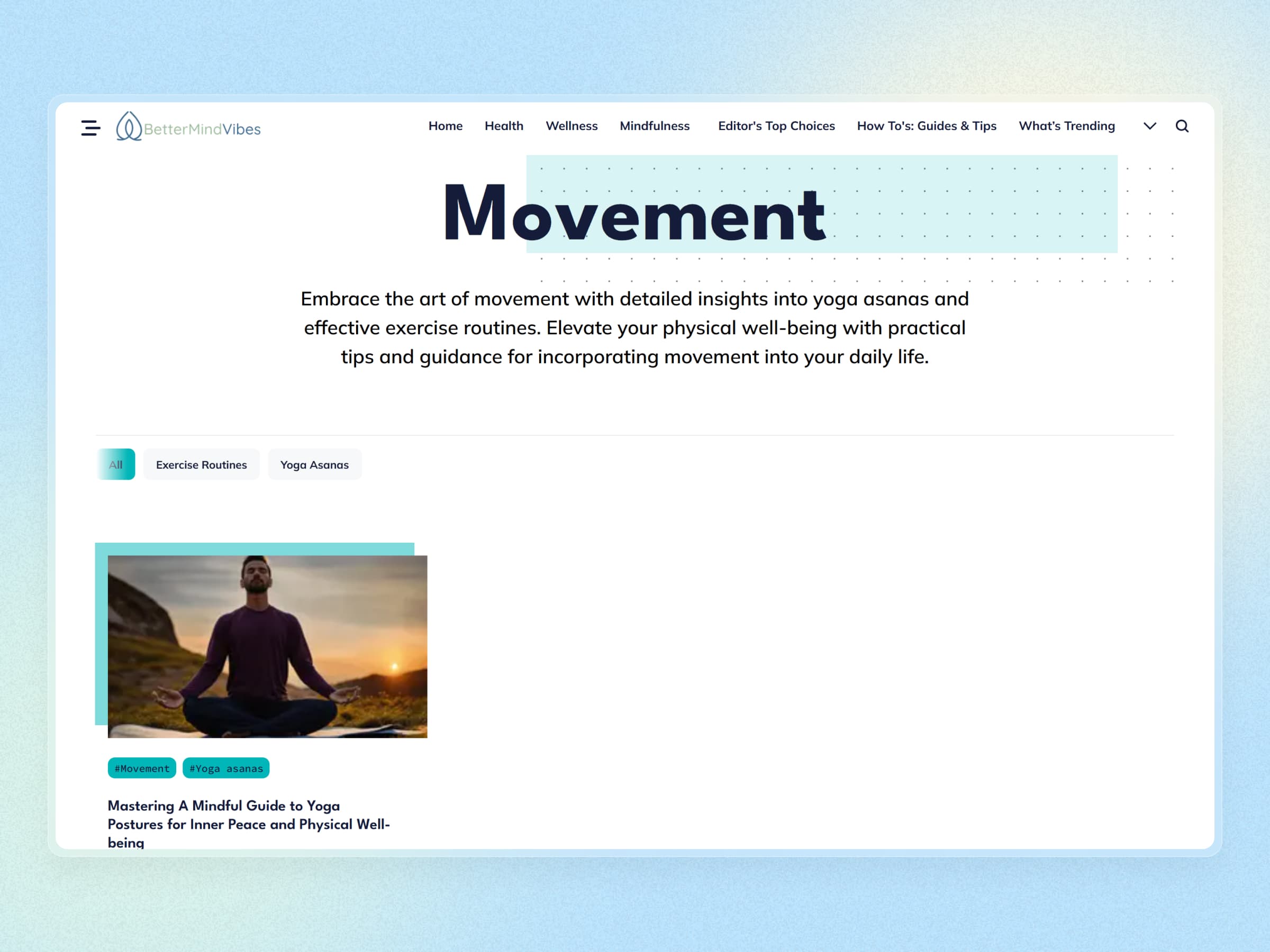 Better Mind Vibes Blog Website | Craftnotion