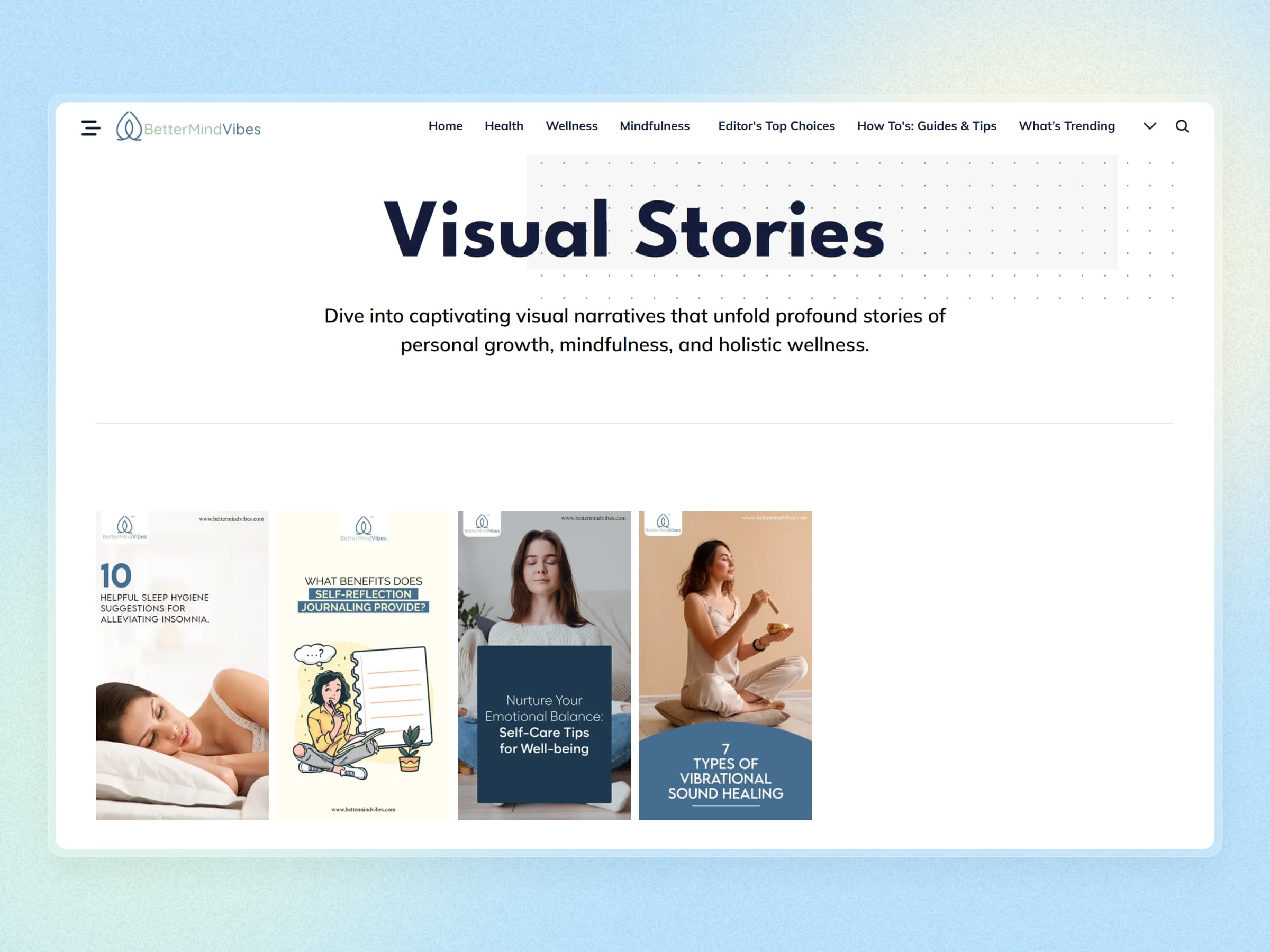 Better Mind Vibes Blog Website | Craftnotion