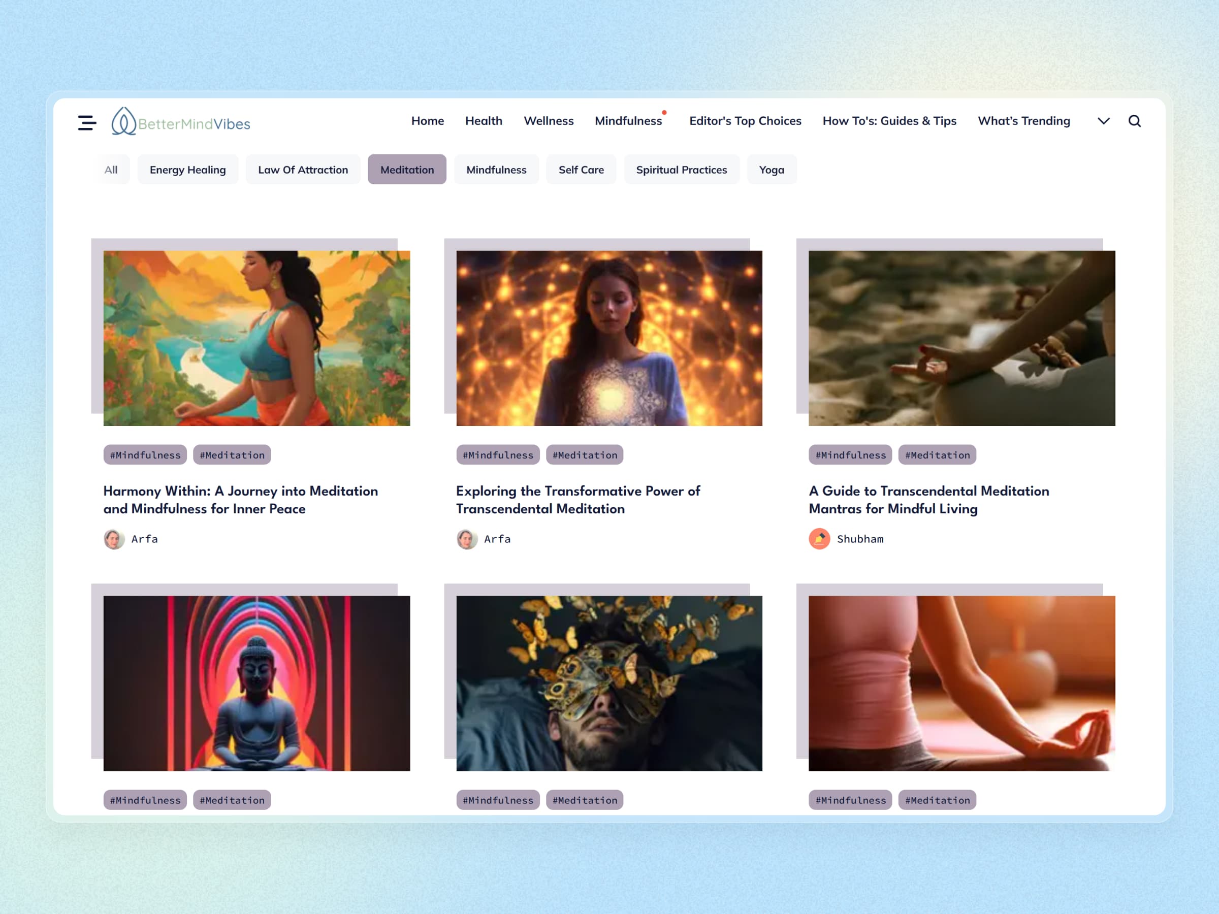 Better Mind Vibes Blog Website | Craftnotion