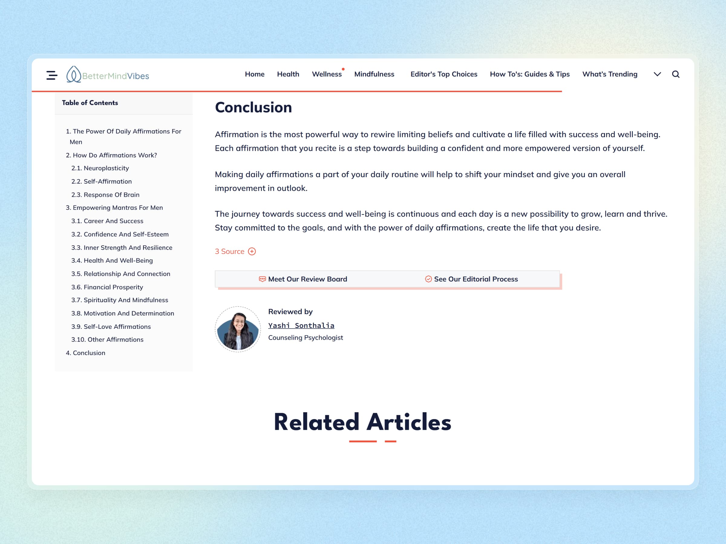 Better Mind Vibes Blog Website | Craftnotion