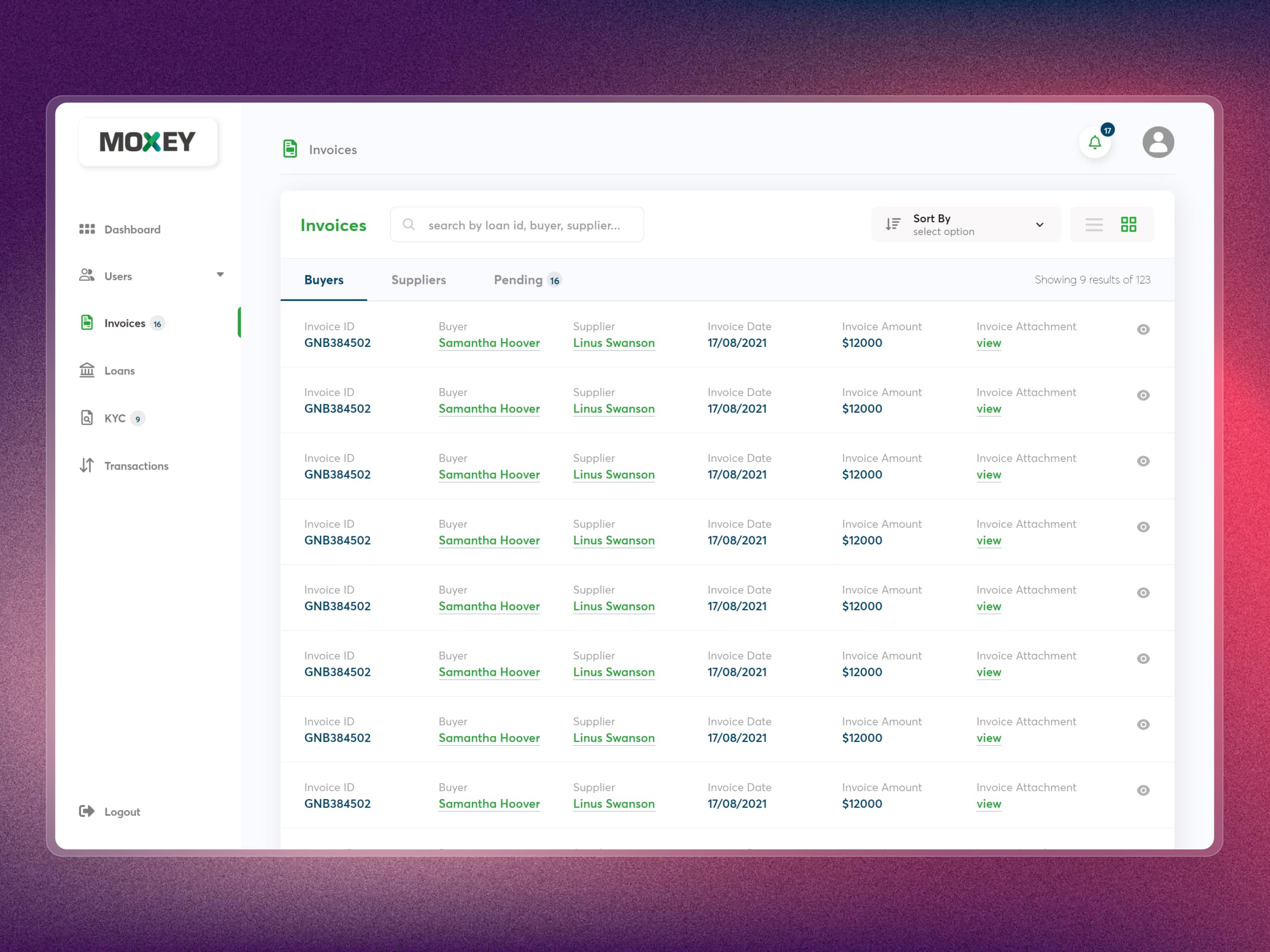 Moxey Invoice Discounting Platform | Craftnotion