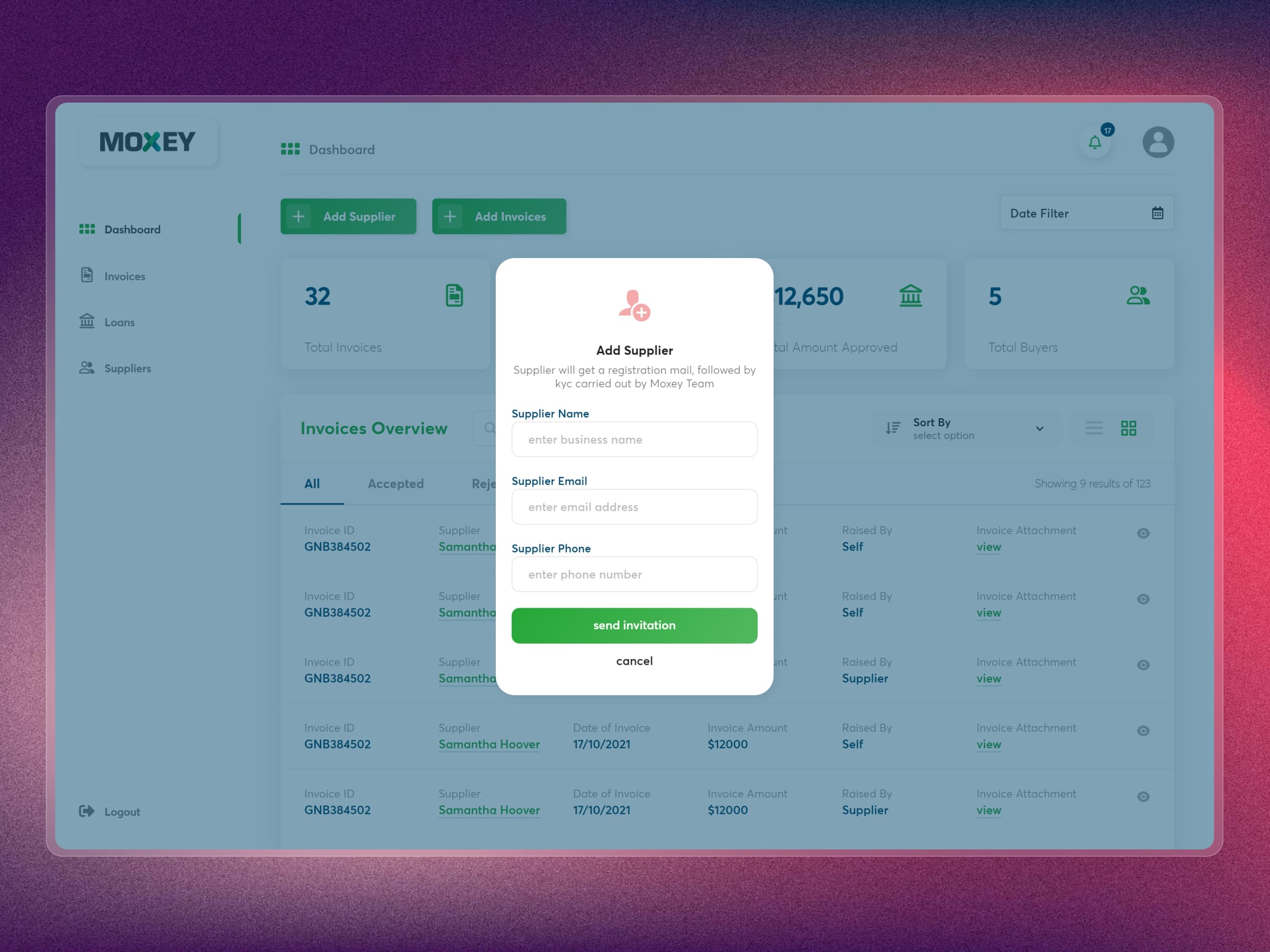 Moxey Invoice Discounting Platform | Craftnotion